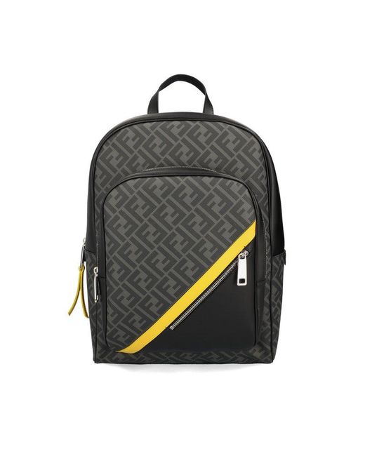 Fendi Gray Ff Fabric Backpack for men