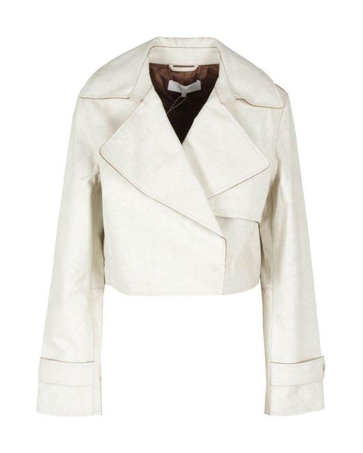 Helmut Lang White Cropped Leather Trench Jacket