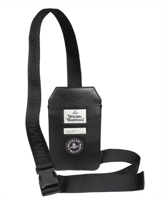 Vivienne Westwood Black Logo Printed Messenger Bag for men