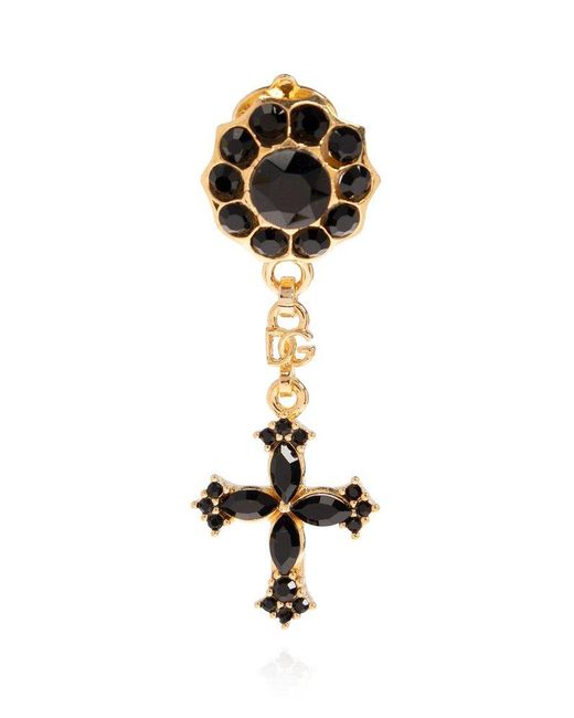 Dolce & Gabbana Metallic Cross Drop Clip On Earrings