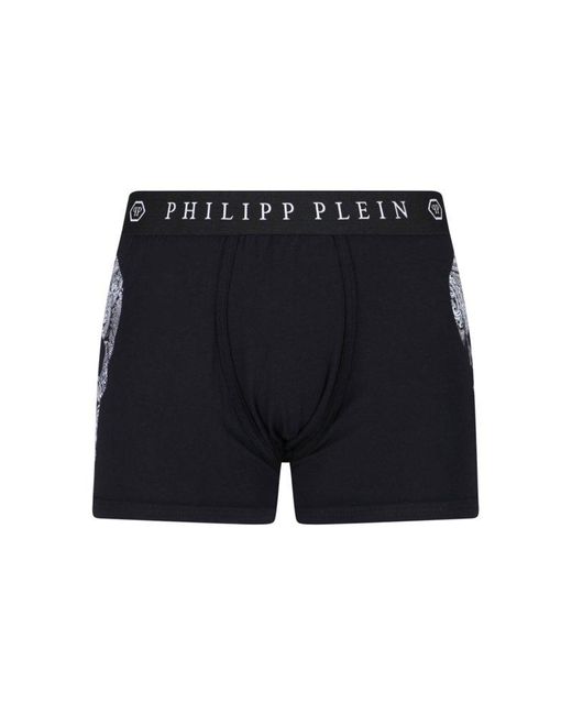 Philipp Plein Blue Logo Printed Stretched Boxers for men