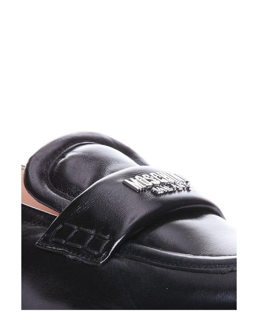 Moschino Black Logo-stamp Slip-on Loafers