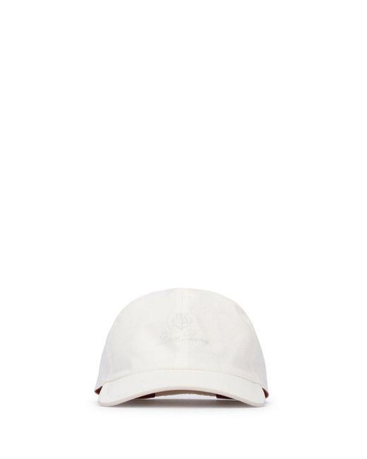 Loro Piana Logo Embroidered Baseball Cap in White for Men | Lyst