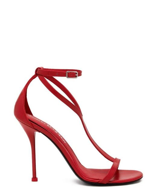 Alexander McQueen Red Harness Ankle Strap Sandals