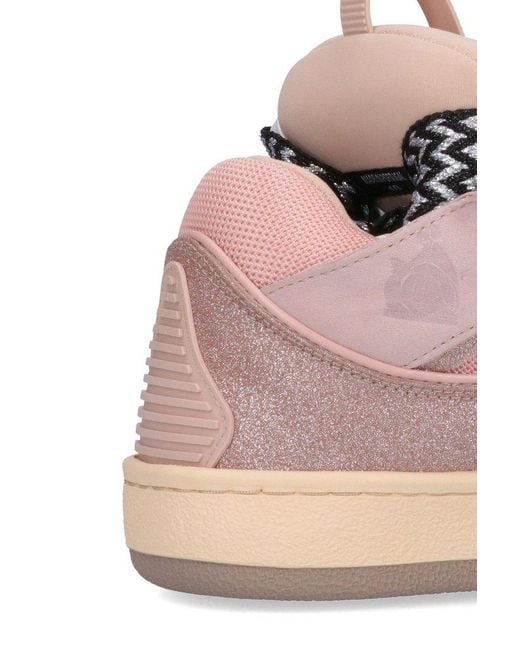 Lanvin Pink Curb Lace-up Leather, Suede And Mesh Low-top Trainers for men