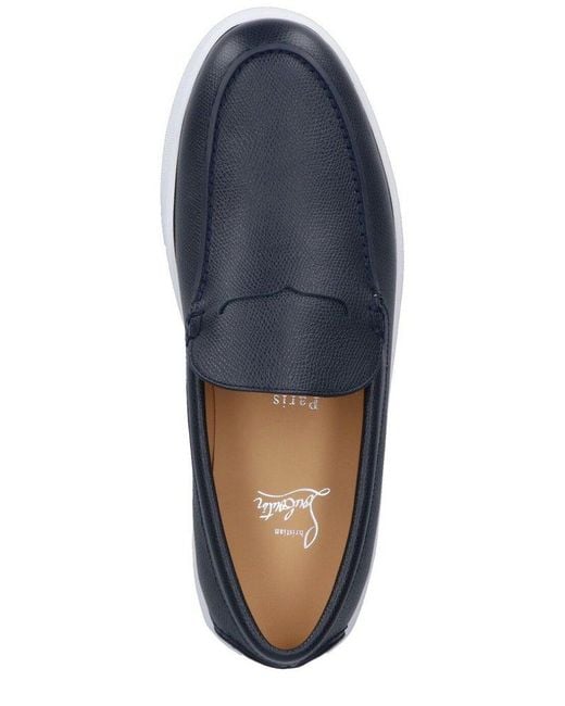 Christian Louboutin Blue Almond Toe Slip-On Sneakers for men