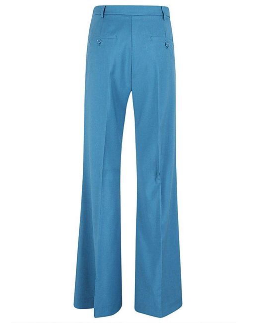 Weekend by Maxmara Blue Pleat Detailed Flared Trousers