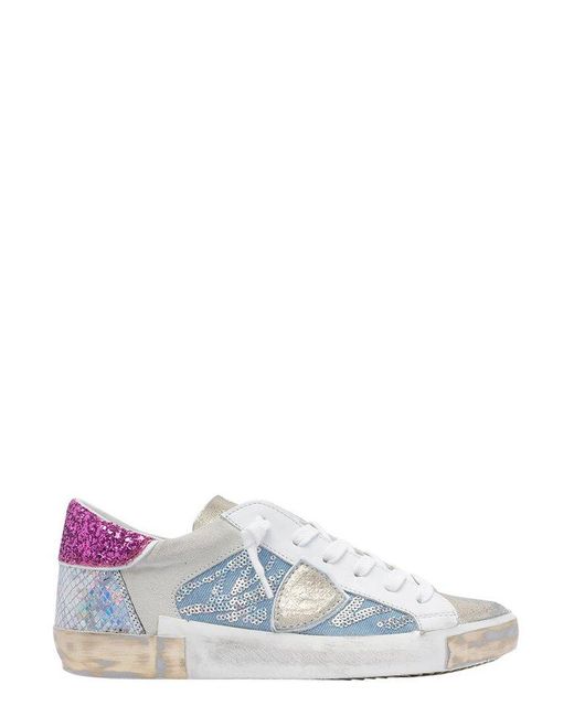 Philippe Model White Glitter Sneakers