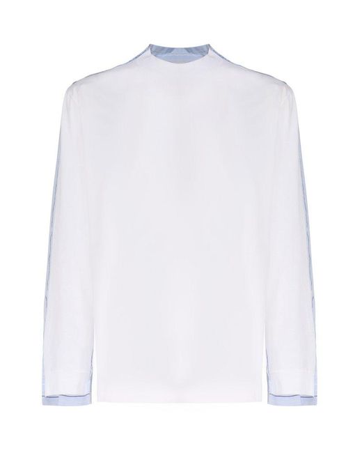 Marni White Panelled Box Pleated T-shirt for men