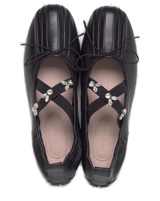 Simone Rocha Black Embellished Ballet Flats