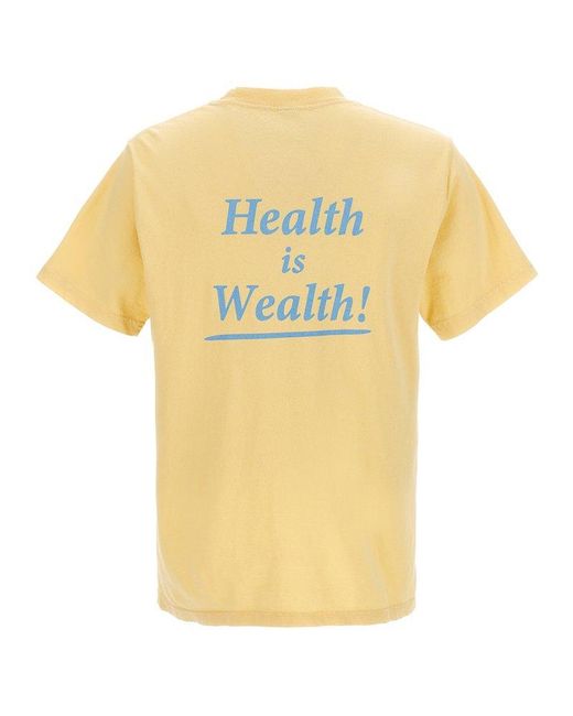 Sporty & Rich Yellow Health Is Wealth Crewneck T-shirt