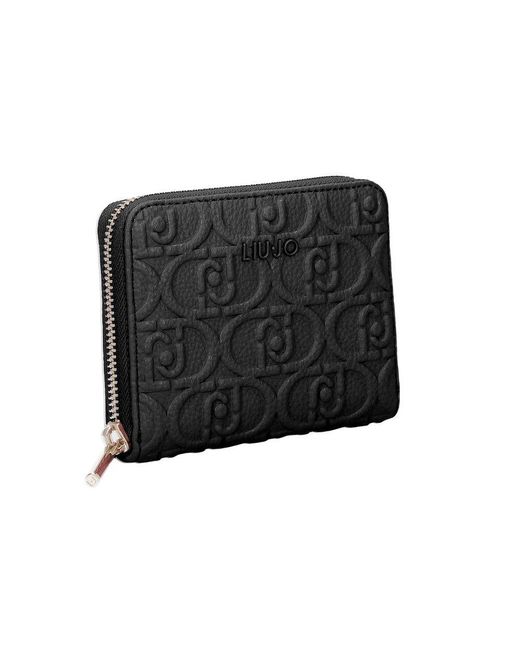 Liu Jo Black Logo Embossed Zip-around Wallet