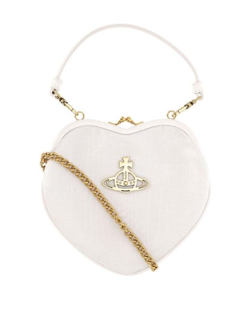 Vivienne Westwood White Belle Heart Orb-plaque Tote Bag