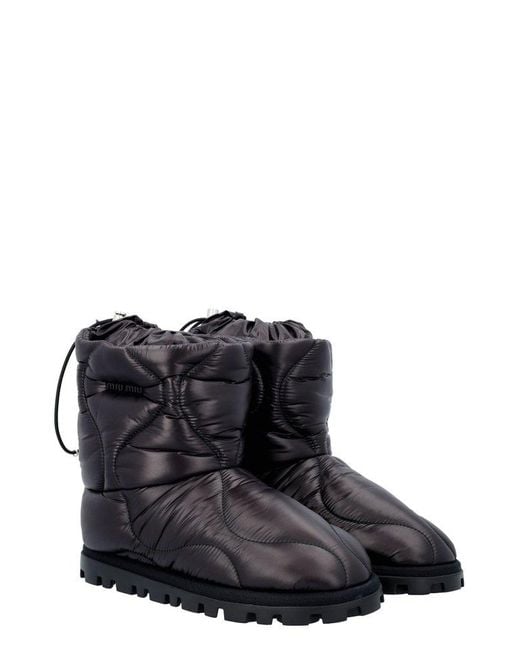 Miu Miu Blue Quilted Padded Boots