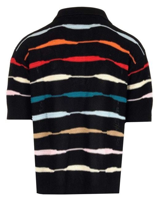 Barrow Blue Striped Knitted Polo Shirt for men