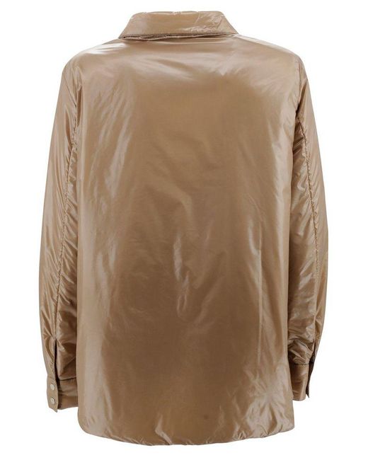 Herno Brown Long Sleeved Press-Stud Down Jacket