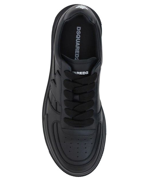 DSquared² Black Round Toe Lace-up Sneakers for men