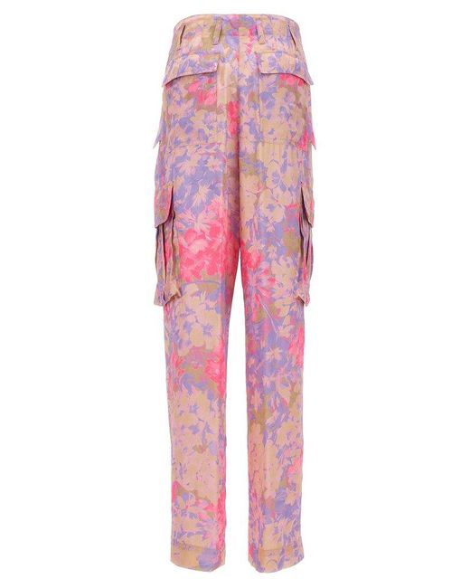 Dries Van Noten Pink Floral Printed Pleated Pants