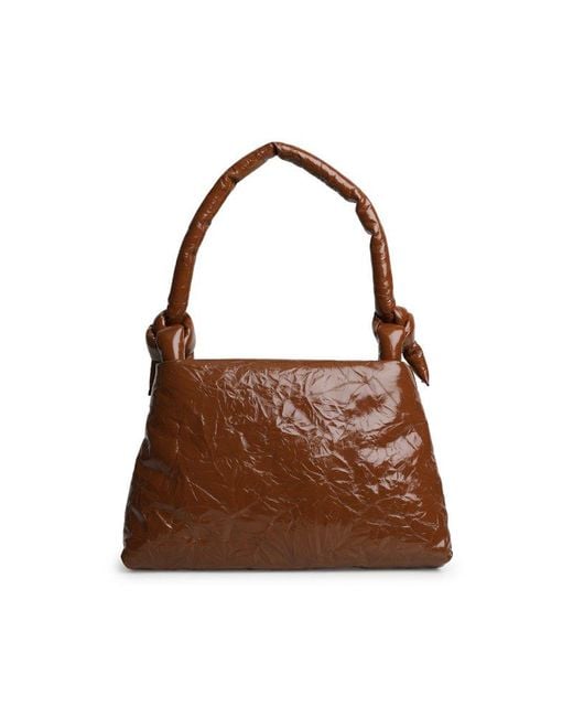 Kassl Brown Knot-detailed Wrinkled Tote Bag