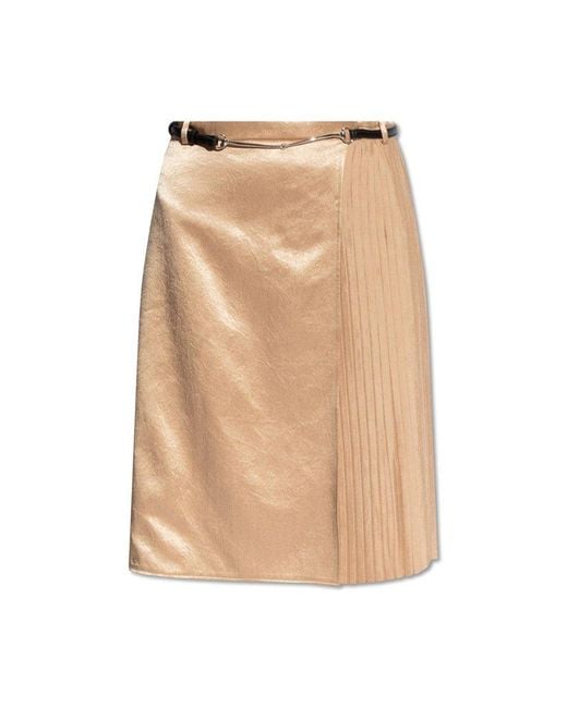 Gucci Natural Belted Satin Skirt,
