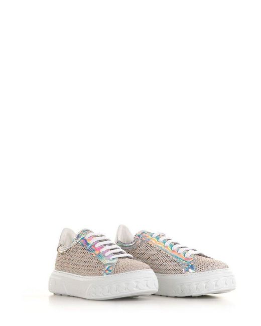 Casadei White Off Road Woven Lace-up Sneakers