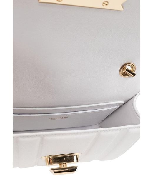Ferragamo White Shoulder Bag With Logo