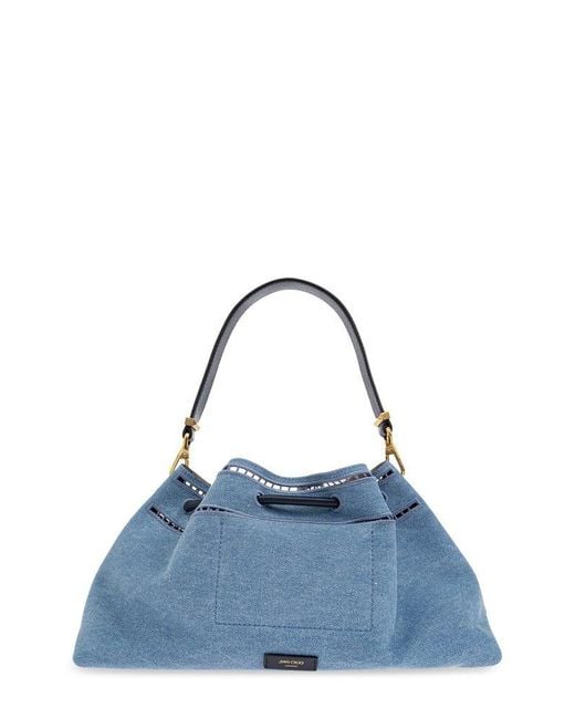Jimmy Choo Blue Bon Bon Drawstring Shoulder Bag