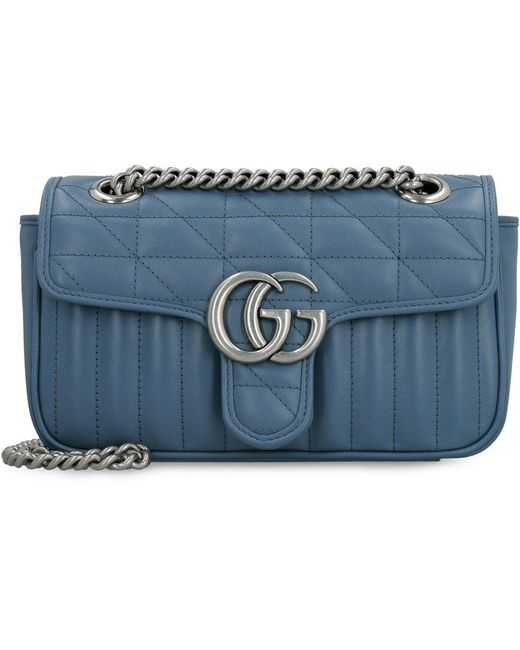 Gucci Blue GG Marmont Quilted Leather Shoulder Bag