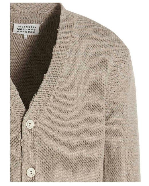 Maison Margiela Natural Distressed Long-sleeved Cardigan for men