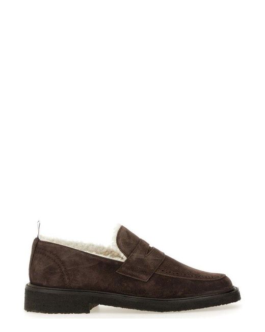 Thom Browne Brown Shearling-lining Penny Loafers for men