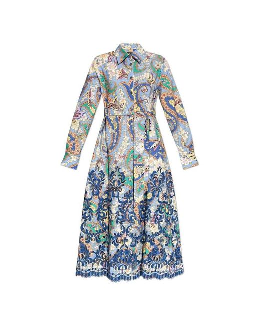 Etro Multicolor Patterned Dress With Openwork Finish