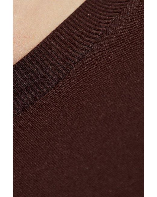 Alaïa Brown Crewneck Cropped Knitted Top