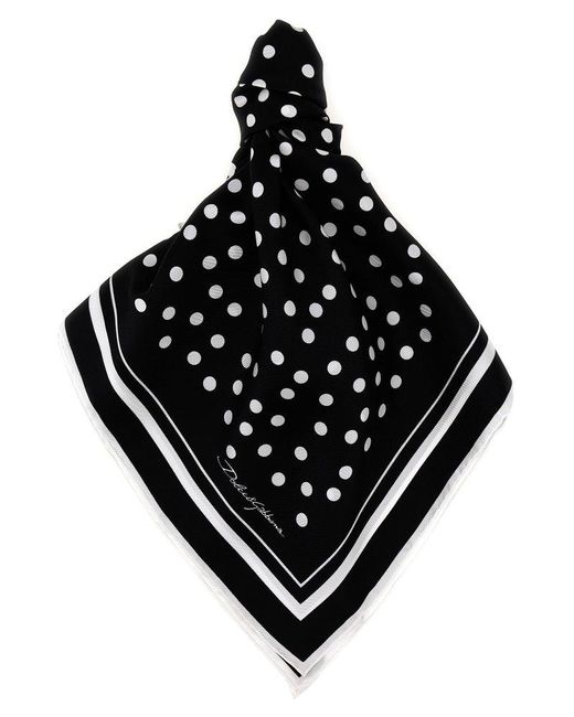 Dolce & Gabbana Black Polka Dot Scarf Scarves, Foulards