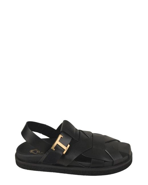 Tod's Black T Timeless Leather Sandals