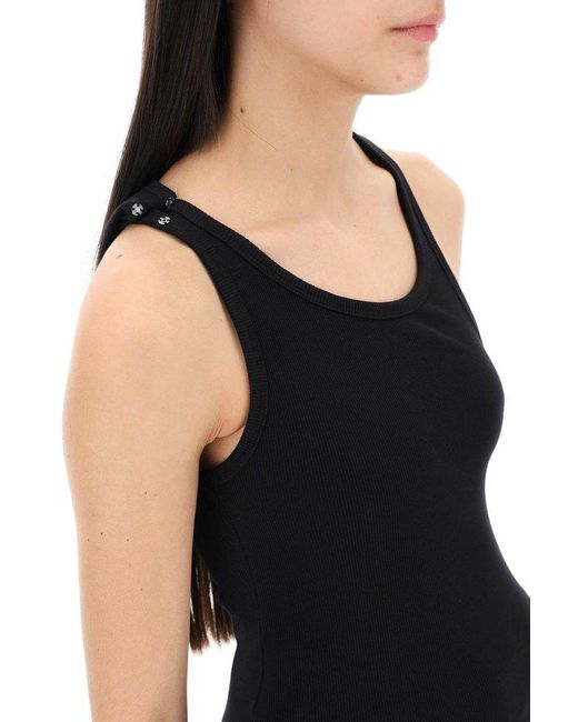 MM6 by Maison Martin Margiela Black Cut-out Detailed Ribbed Tank Top