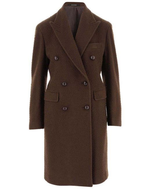 Tagliatore Brown Wool Blend Double-breasted Coat