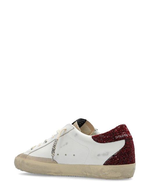 Golden Goose Deluxe Brand White Super Star Glittered Lace-up Sneakers
