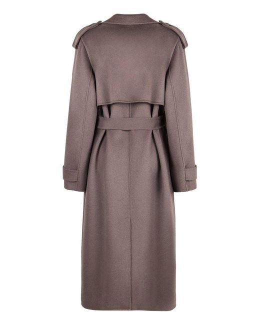Elisabetta Franchi Brown Wool Double-Breasted Trench Jacket
