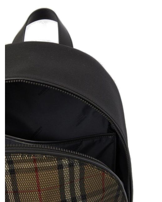 Burberry Black Check And Mesh Backpack for men