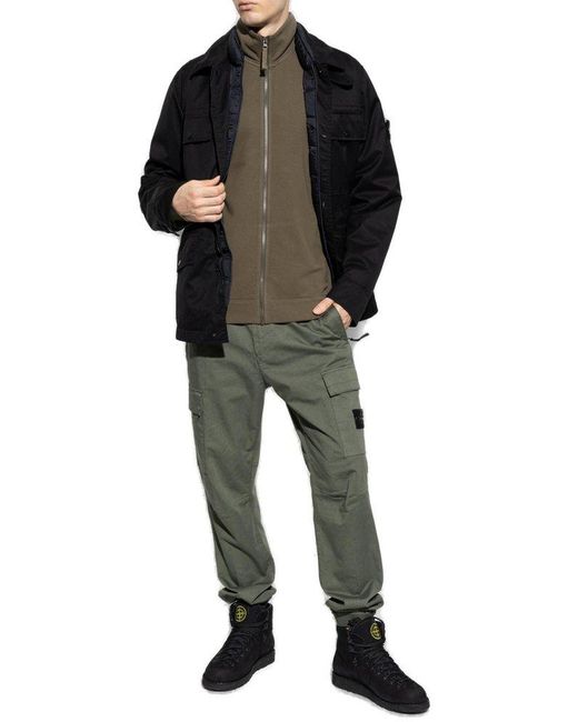 Stone Island Black Wool-Down Layered Capsule Jacket for men