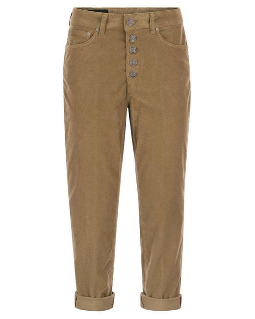 Dondup Natural Mid-rise Cropped Corduroy Trousers