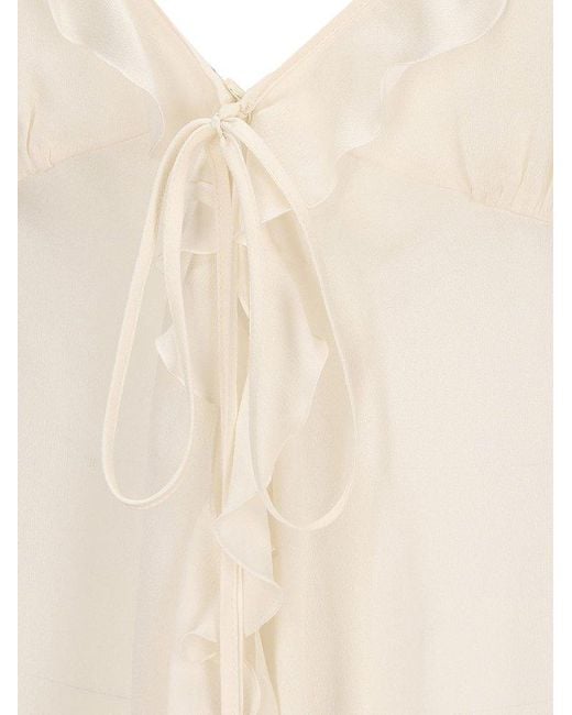 Chloé White Ruffled Spaghetti Strap Top