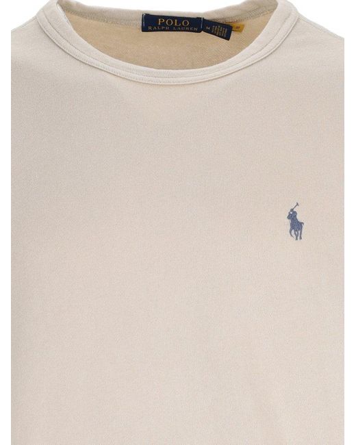 Polo Ralph Lauren White Logo-embroidered Crewneck Sweatshirt for men