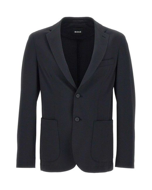 Boss Blue Single-Breasted Slim-Fit Jacket for men
