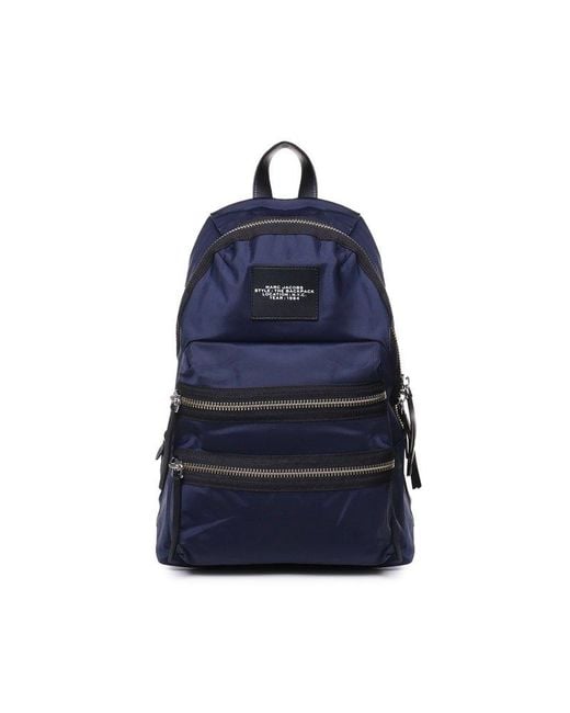 Marc Jacobs Blue The Biker Logo-patch Zipped Large Backpack