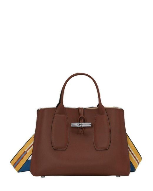 Longchamp Roseau Medium Top Handle Bag in Brown | Lyst