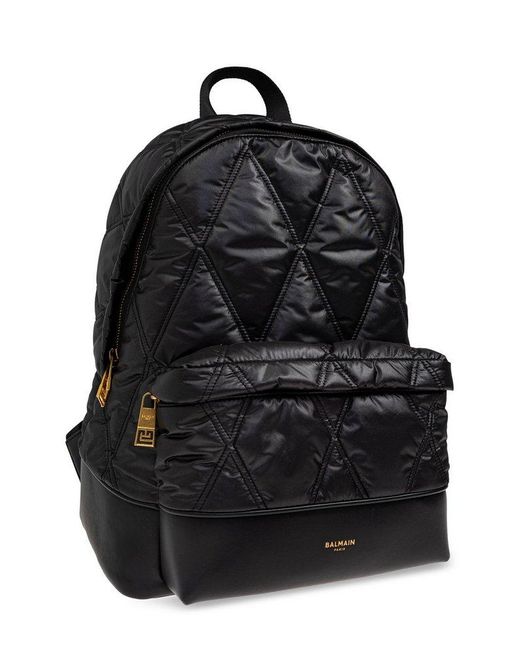 Balmain Black Diamond Motif Quilted Backpack for men