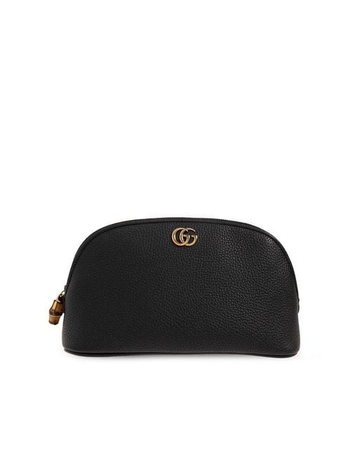 Gucci Black Logo Plaque Makeup Bag