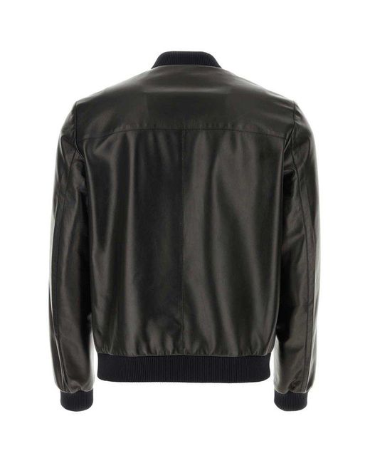 Prada Black Logo Plaque Zip-up Jacket for men