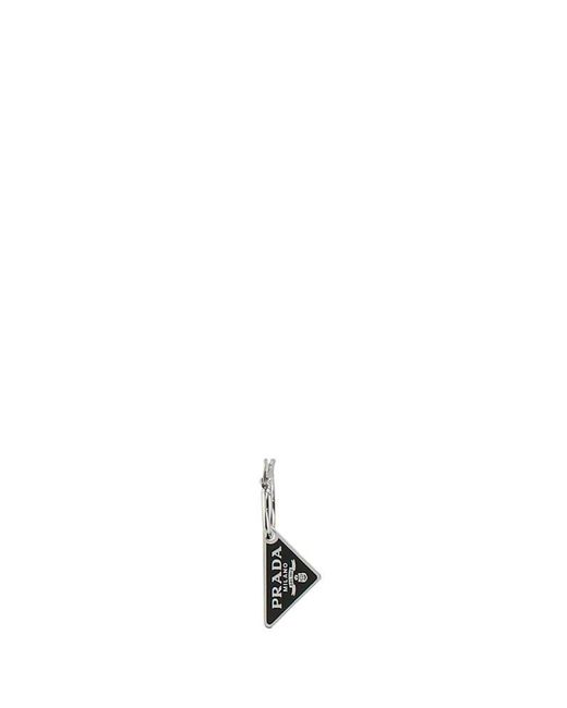 Prada Black Logo Plaque Triangle Earring